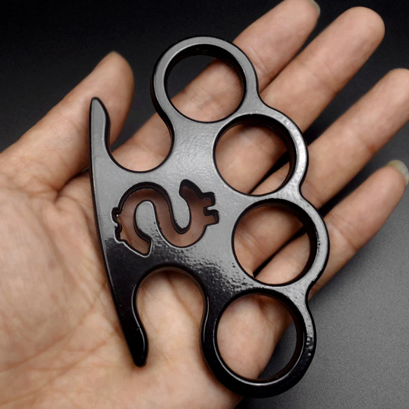 Snake- Brass Knuckle Duster Boxing Four Finger Buckle Defense Window Breaker EDC Tool - Image 9