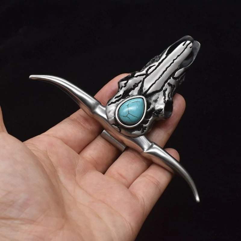 Creative Bullhead Damascus Steel Pocket Knife EDC Self-defense Decoration - Image 2