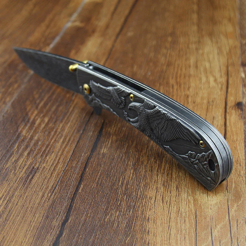 Embossed Pattern Folding Knife Outdoor Tactical Safety Knives - Image 4