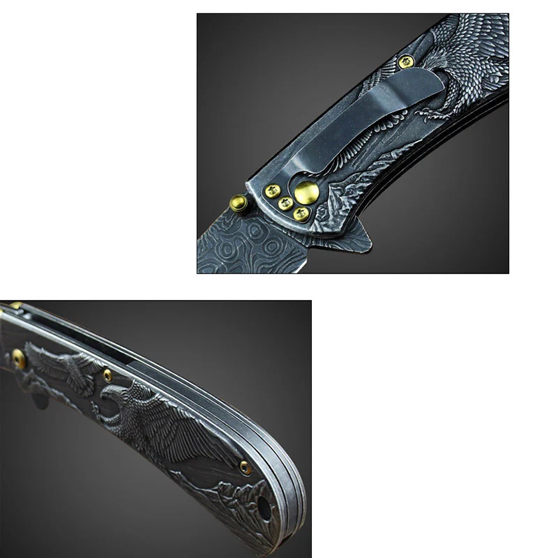 Embossed Pattern Folding Knife Outdoor Tactical Safety Knives - Image 5