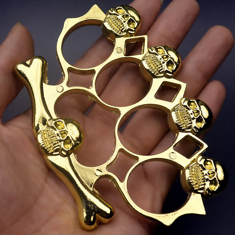 Five Ghost Head- Brass Knuckle Duster Boxing Four Finger Buckle Defense Window Breaker Outdoor EDC Tool - Image 8