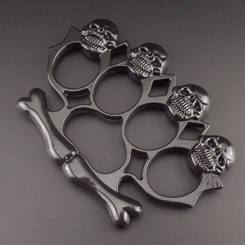 Four Ghost Head Brass Knuckle Duster Broken Window EDC Tool - Image 2