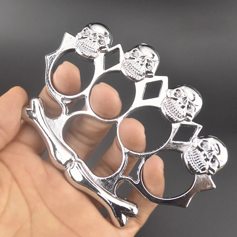 Four Ghost Head Brass Knuckle Duster Broken Window EDC Tool - Image 7