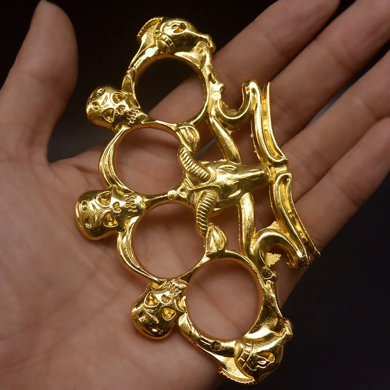 Goat Skull Knuckle Brass Duster Boxing Four Finger Buckle Defense Window Breaker Outdoor EDC Tool - Image 7