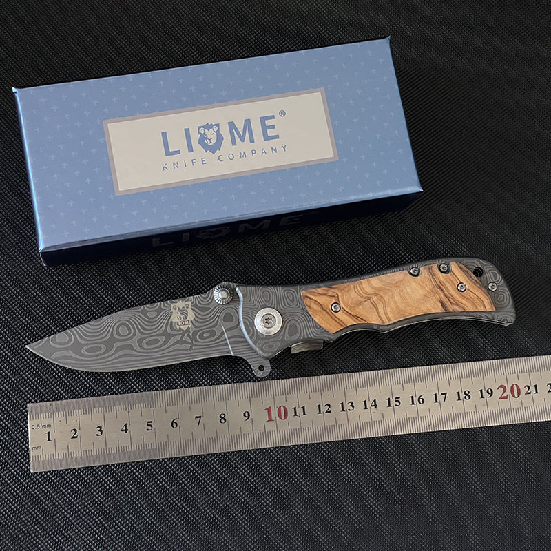 Liome 339  Folding Knife Damascus Outdoor Portable Pocket Camping Military Knives - Image 4