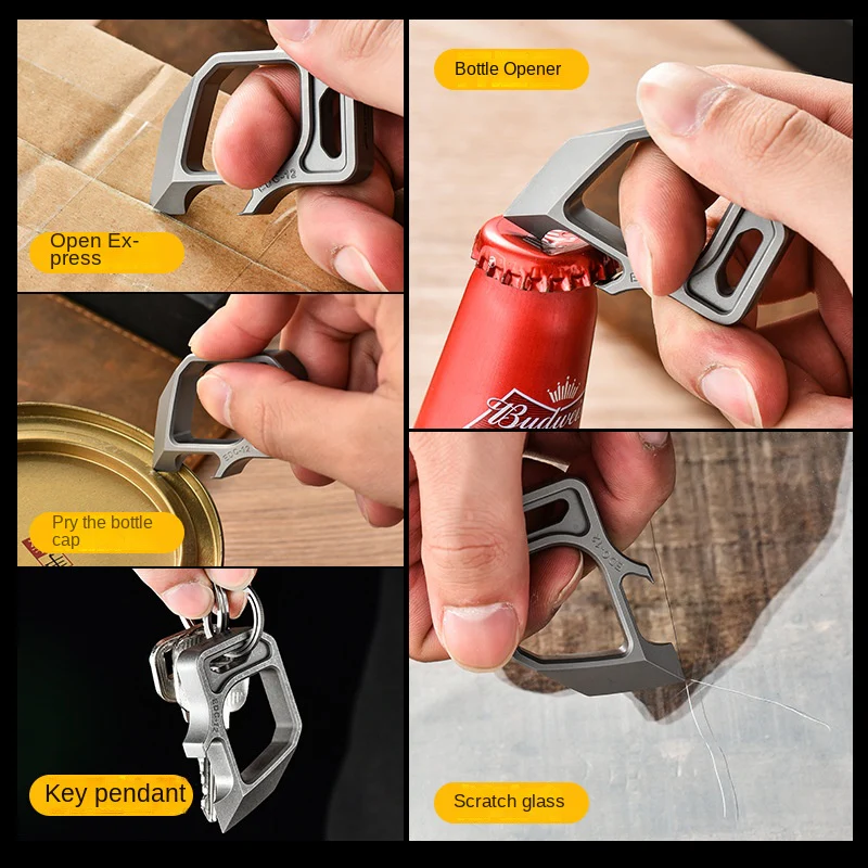 Multifunctional Titanium Knuckle Bottle-opening Self-defense Protective Gear - Image 2