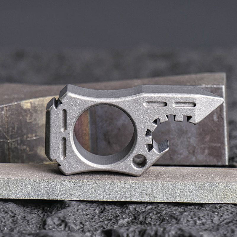 Shark Titanium Alloy Knuckle Duster Open Bottle Broken Window EDC Tool - Image 5