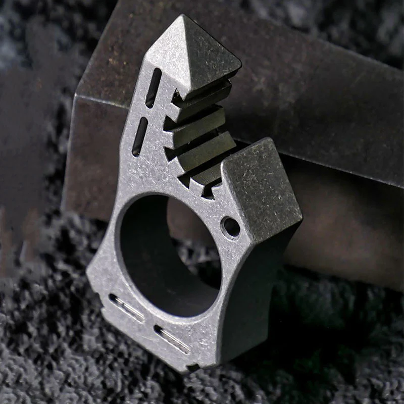 Shark Titanium Alloy Knuckle Duster Open Bottle Broken Window EDC Tool - Image 6