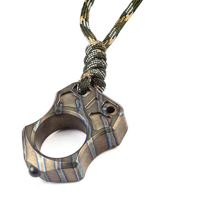 Single Finger Burning Titanium Knuckle Duster EDC Pendant - Image 15