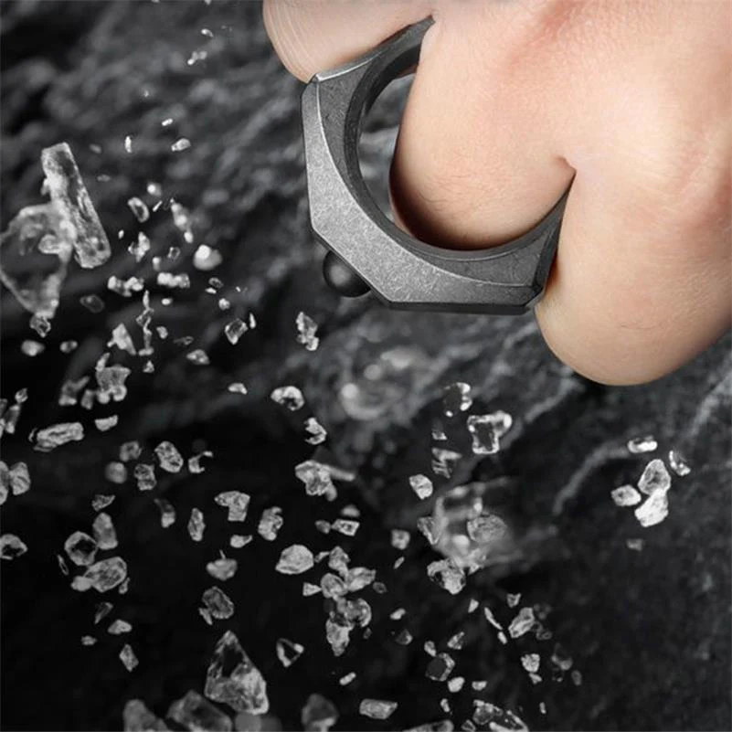 Single Finger Burning Titanium Knuckle Duster EDC Pendant - Image 9