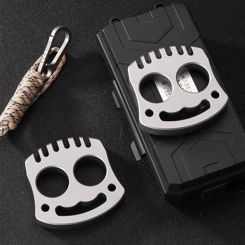 Smile Steel Knuckle Duster Two Finger Buckle Self Defense Window Breaker Boxing Training Combat Protective Gear - Image 2