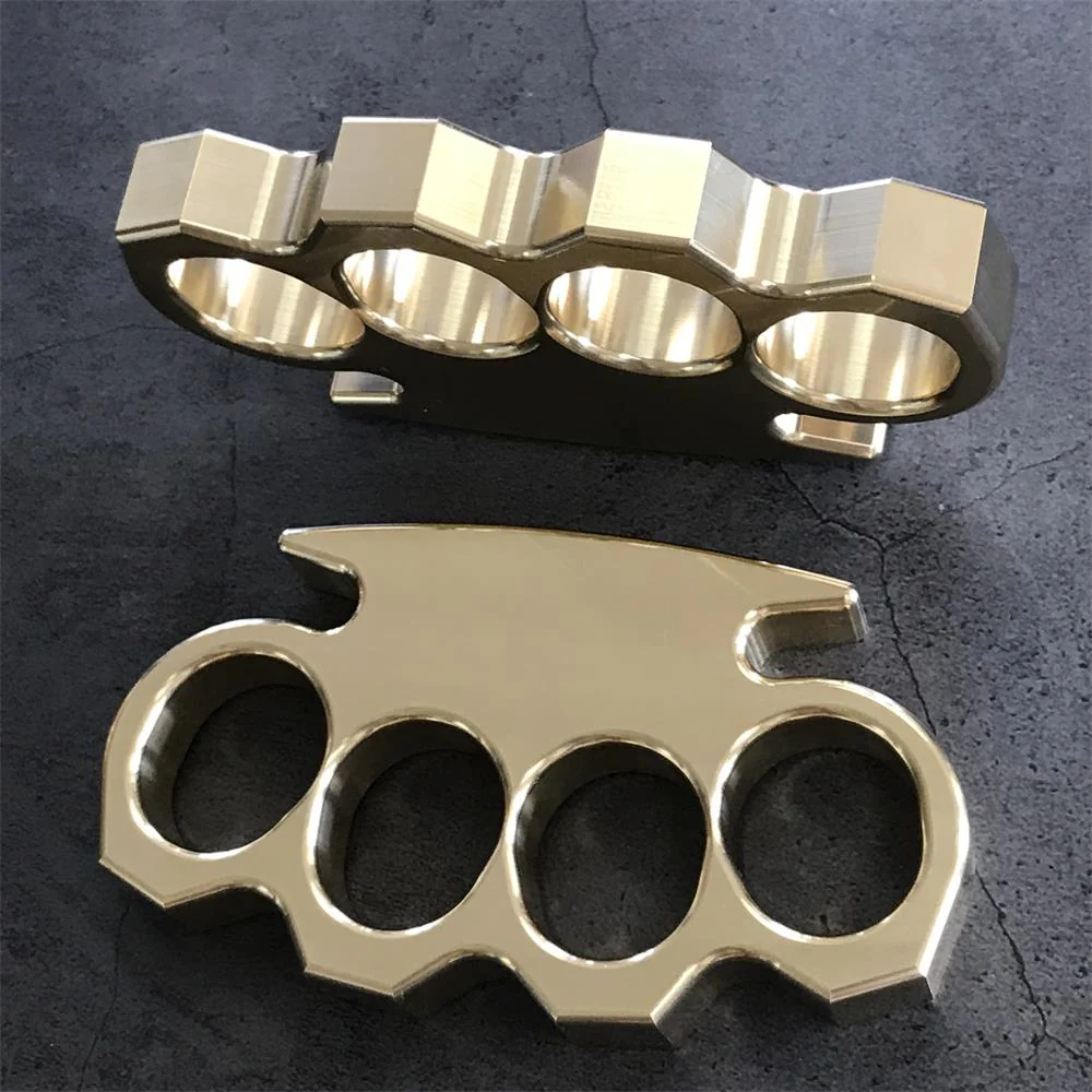 Solid Brass Knuckle Duster Four Finger Buckle Self-defense Broken Window Knuckles Boxing Training Combat Gear - Image 2