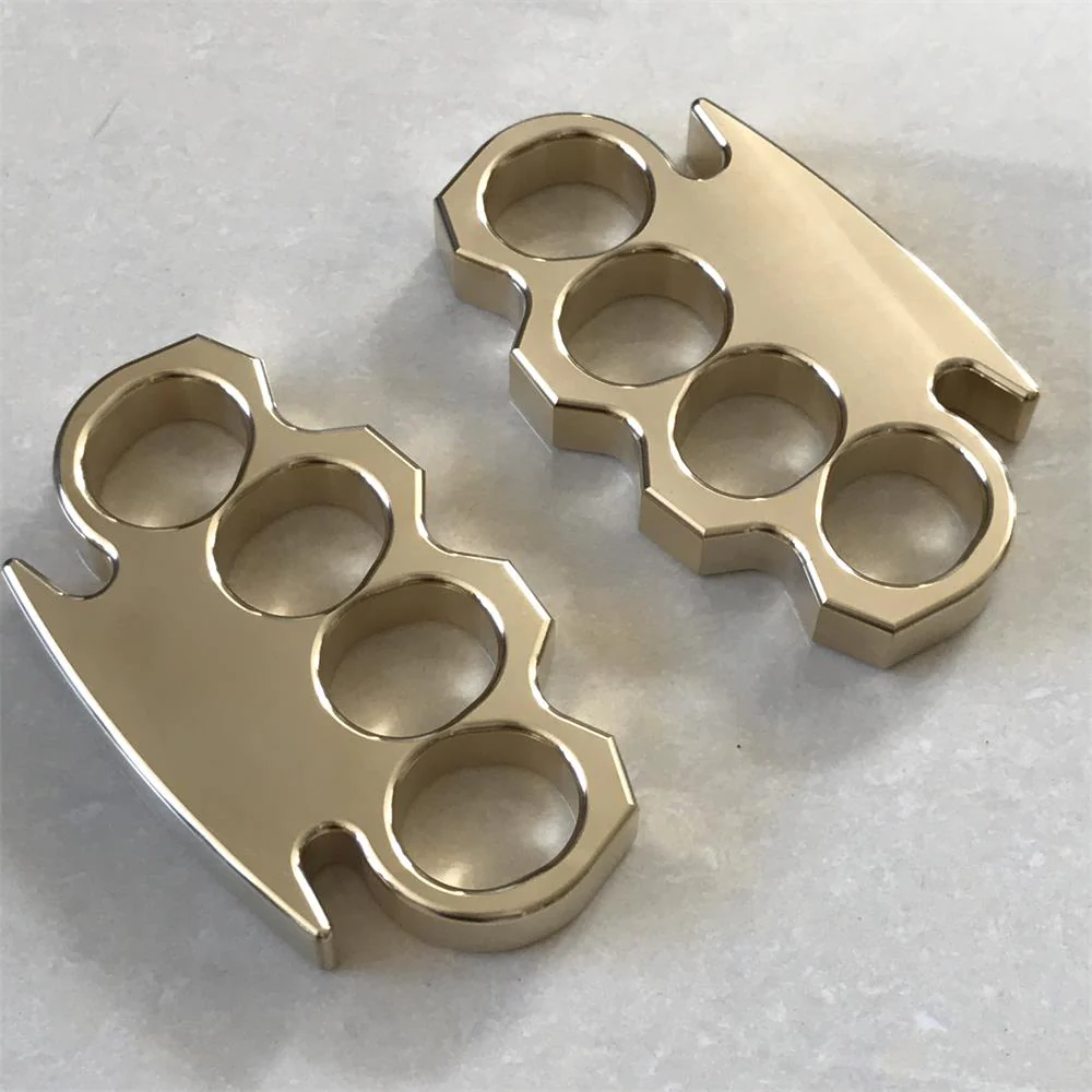 Solid Brass Knuckle Duster Four Finger Buckle Self-defense Broken Window Knuckles Boxing Training Combat Gear - Image 5