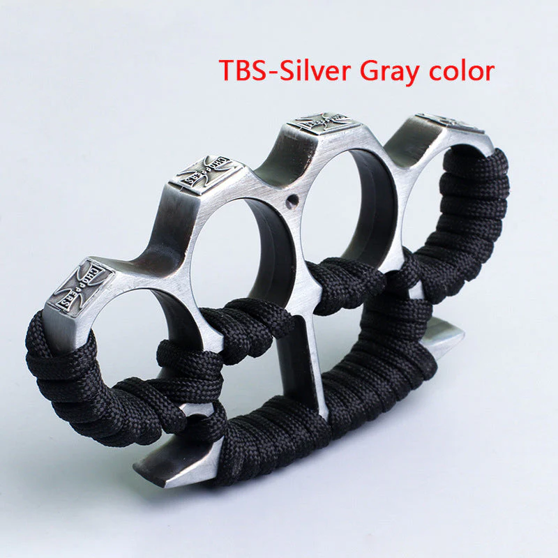 Solid Thickened with Cord Brass Knuckle Duster Boxing Self Defense Window Breaker Outdoor Portable EDC Tool - Image 4