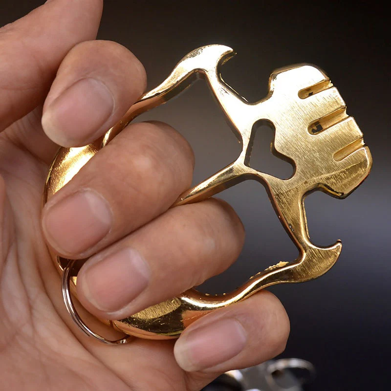 Thickened Skull Knuckle Duster Two Finger Boxing Defense Boxing Buckle Multi-function Bottle Opener - Image 8