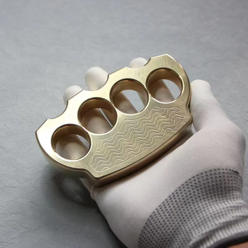 Wave Pattern Brass Knuckle Duster EDC Protective Gear - Image 3