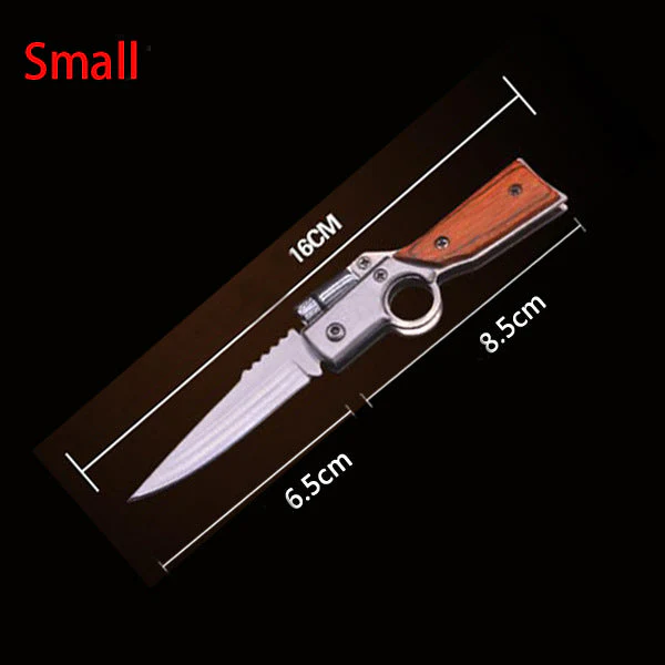 Wood Handle AK47 Folding Knife Outdoor Camping Knives with Light EDC Tool - Image 11