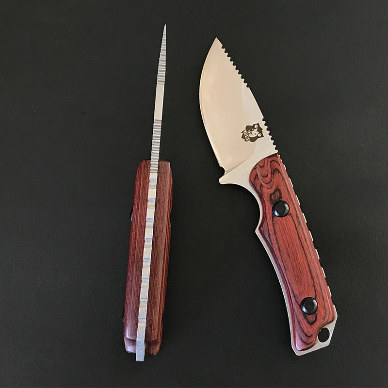 Wooden Handle Liome 15017 Fixed Blade Knife Camping Tactical Hunting Straight Knives - Image 7